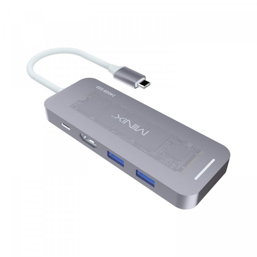 Minix Usb-C Multiport SSD Storage Hub, Hdmı, USB 3.0, 240GB - Spce Gray (NEO-S2GR)